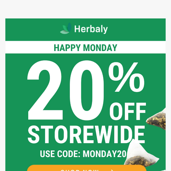 Happy Monday Herbaly! Save 20% off storewide at Herbaly