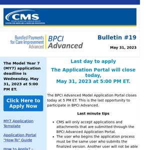 BPCI Advanced Application Closing Today at 5PM ET