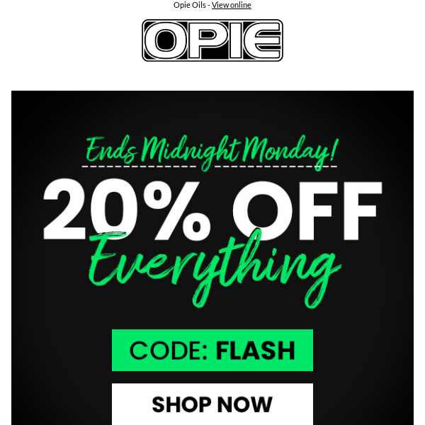 MUST End Tonight - 20% Off Everything!