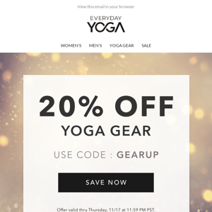 Now: 20% off Yoga Gear