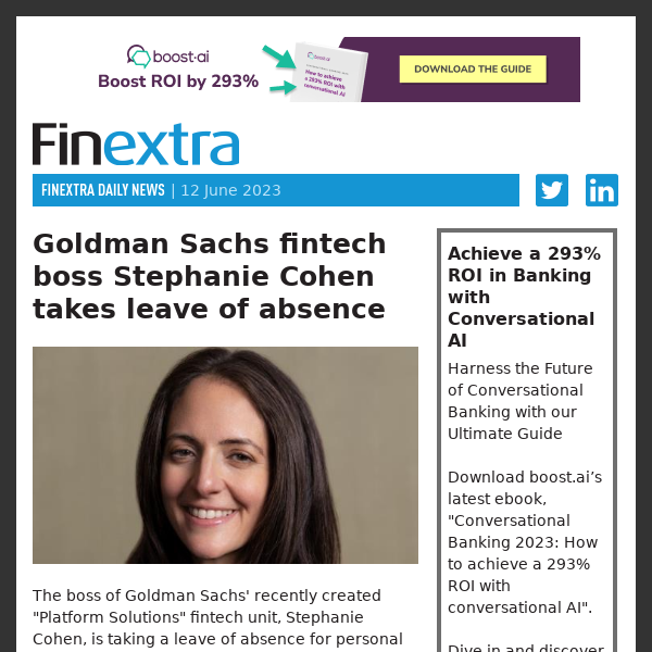 Most Powerful Women in Banking: No. 12, Stephanie Cohen, Goldman