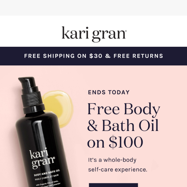 Ends Today! Free Body & Bath Oil