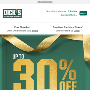 You really don't want to miss up to 30% off select outerwear... There is no off-season at DICK'S Sporting Goods. 🙉