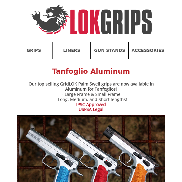 Grip News 🔥  Tanfoglio Aluminum  GridLOK Palm Swells 🔥