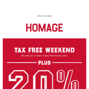 20% OFF + 💰 Tax Free Weekend