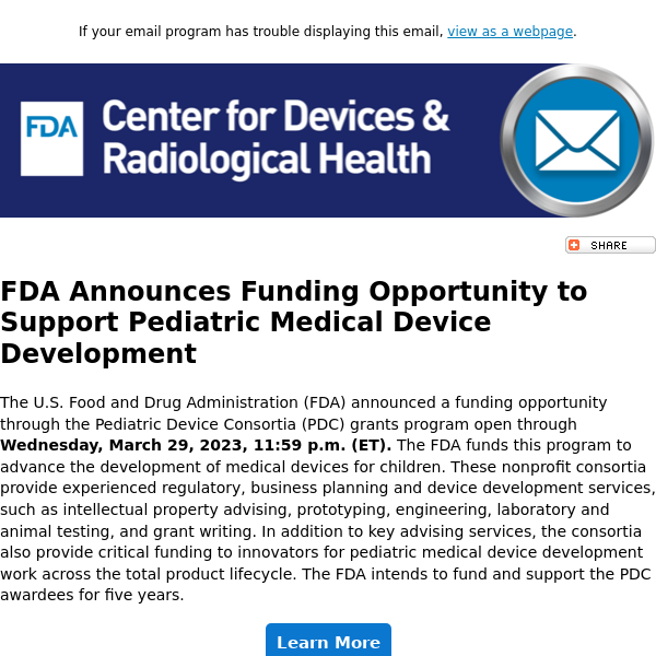 Funding opportunity to support pediatric medical device development