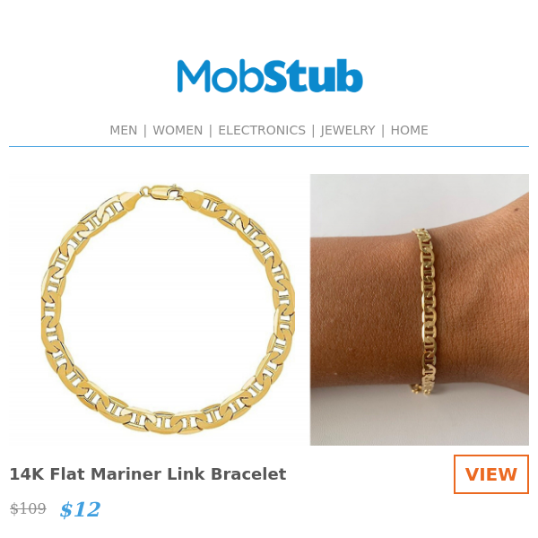 14K Flat Mariner Link Bracelet - ONLY $12!