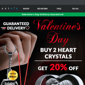 20% off crystal hearts for Valentine’s Day 😍