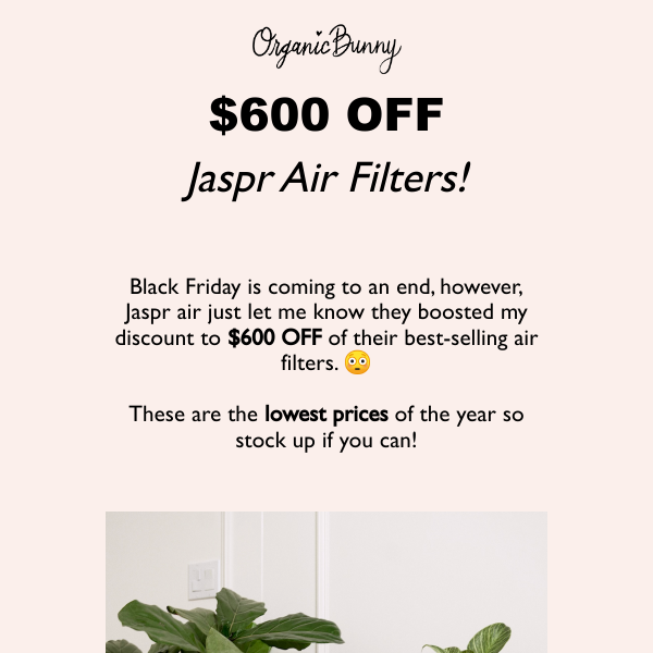 Get $600 OFF Jaspr Air filters, today only! ☁️💵