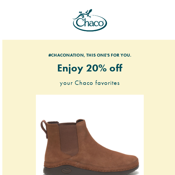 Get 20% off your on-sale Chaco picks!