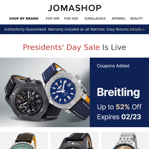 Joma watches deal of outlet the day