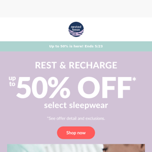 Rest & recharge with up to 50% OFF