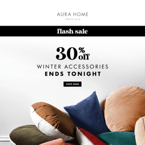 ☀️ FLASH SALE ENDS TONIGHT ☀️ 30% off Velvet Cushions & Winter Knit Throws ☀️