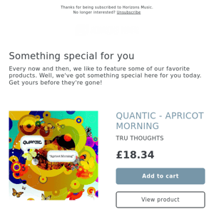 LIMITED! DONT DELAY! QUANTIC - APRICOT MORNING