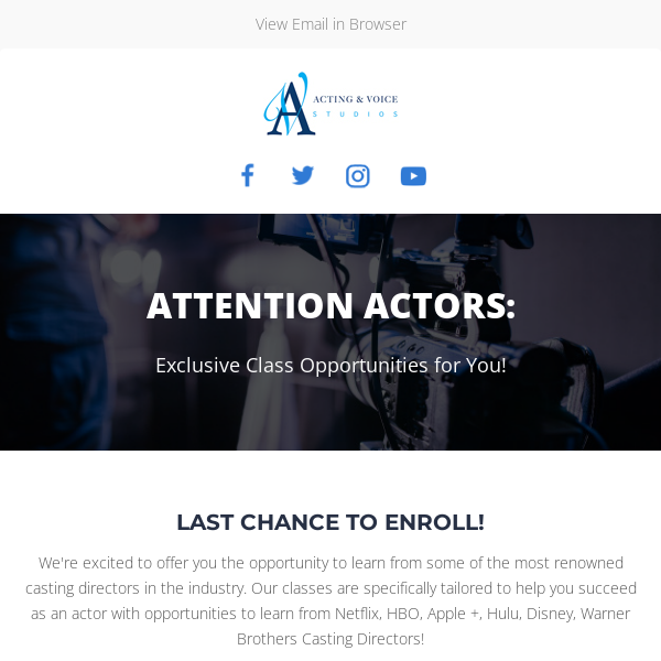 Attention Actors: New Opportunities!