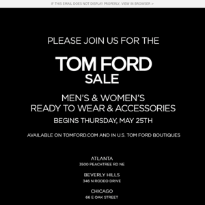 YOU’RE INVITED | TOM FORD SALE