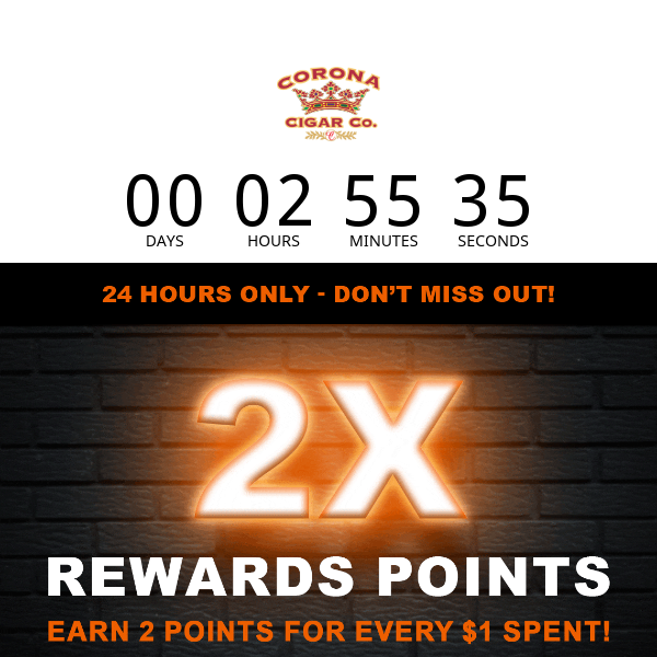 FINAL HOURS: Double Points Expire at Midnight!