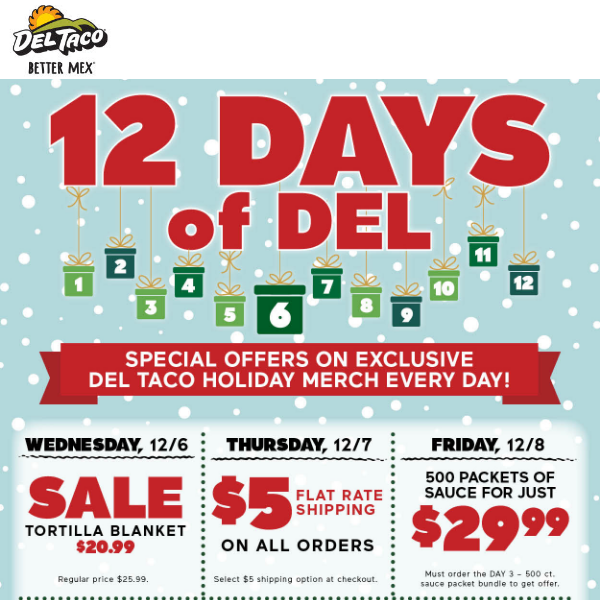 The 12 Days of Del Holiday Merch 🎁