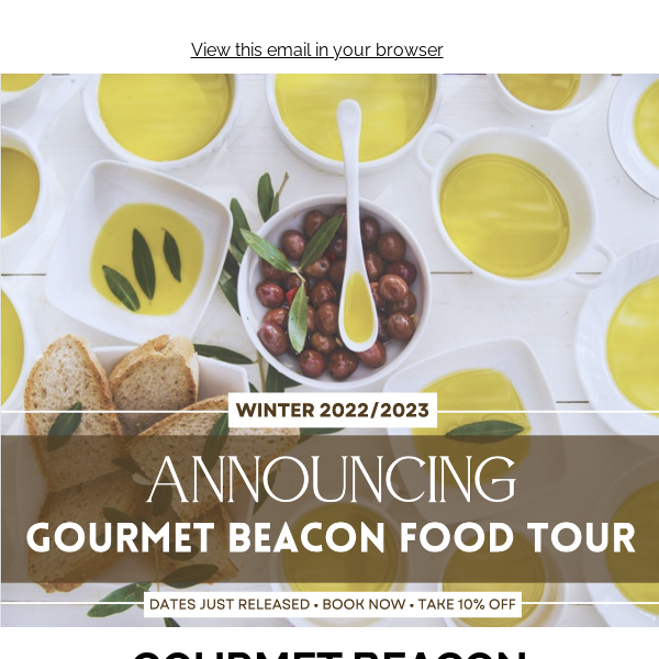 Announcing Our New Food Tour! GOURMET BEACON (Hudson Valley)