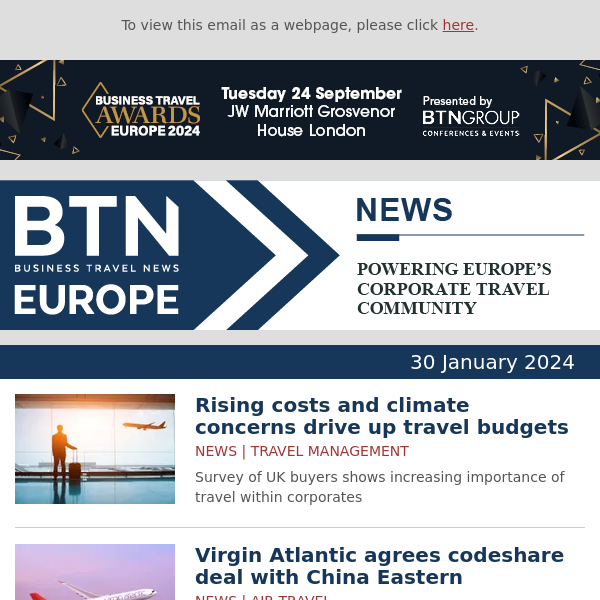 Costs and climate concerns push up budgets | Virgin Atlantic's new codeshare