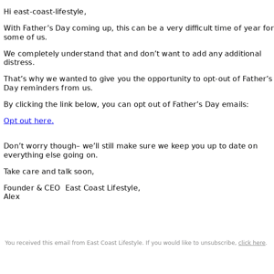 Opt out of Father's Day emails