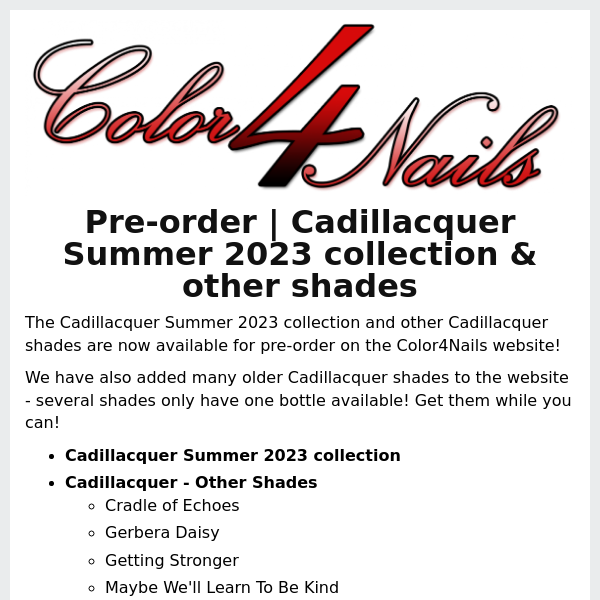 Pre-order | Cadillacquer Summer collection & several other shades!