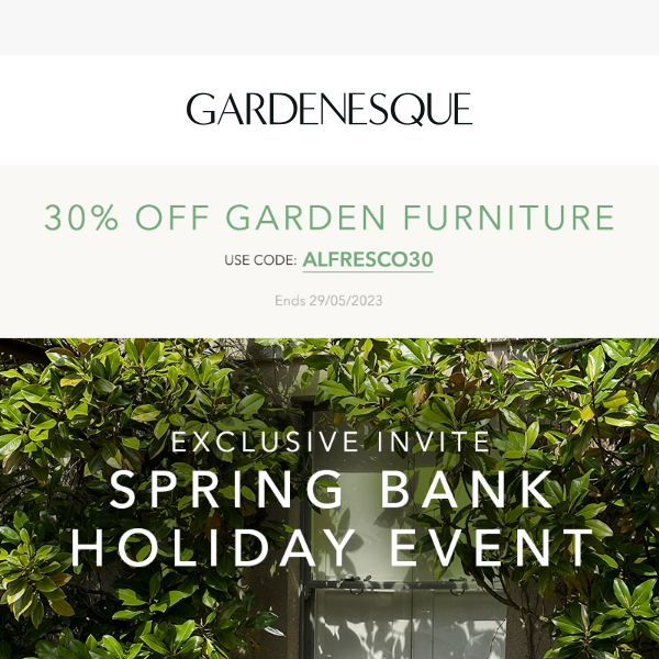 Exclusive Invite: 30% Off Garden Furniture
