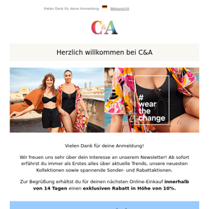 Willkommen bei C&A - Dein 10% Gutschein