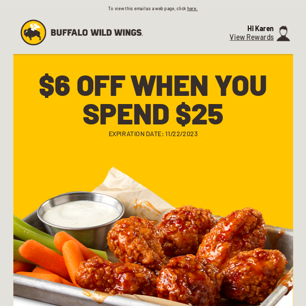 Buffalo wild deals wings promo