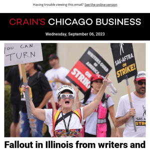 Fallout in Illinois from writers and actors strikes: Crain's Daily Gist podcast