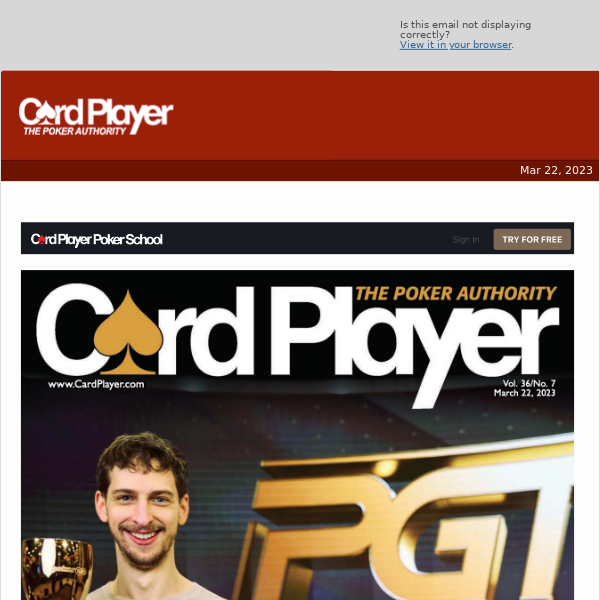 ♠ Read For FREE The Latest Issue Of 'Card Player Magazine: The Poker Authority'