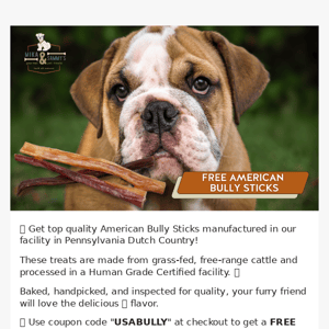🧐 Get a Free Thick Bully Stick - American Made Quality 🧐