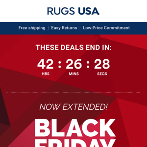 NOW EXTENDED: Buy one rug, get one 50% off!