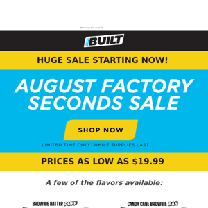Huge Factory Seconds Sale ON NOW!
