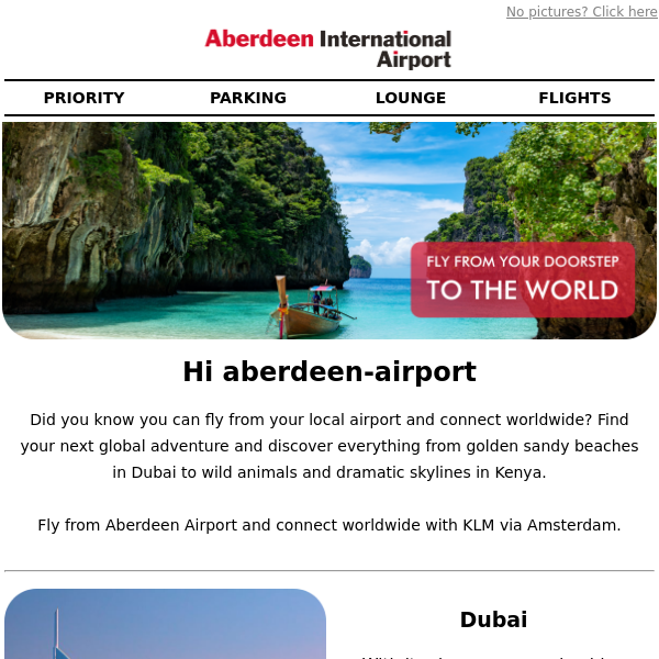 Fly from your doorstep to the world Aberdeen Airport 🌍
