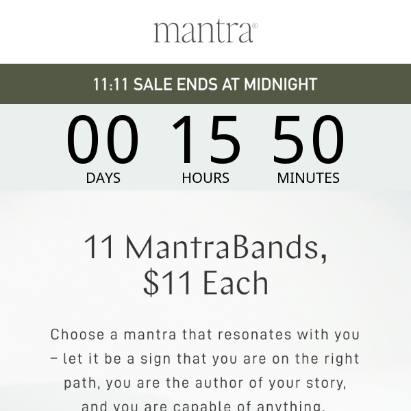 $11 MantraBands ends at MIDNIGHT 🚨