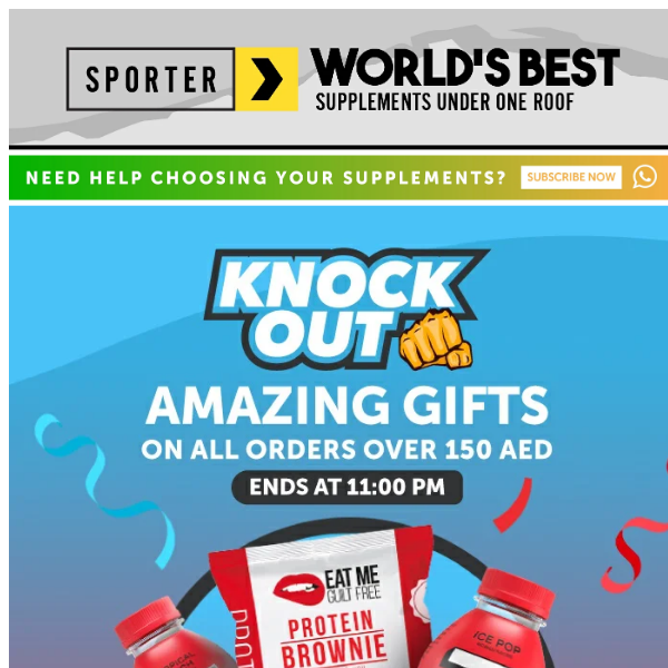 The Knockout Offers End Tonight 👊 Free Gifts Worth up to 130 AED