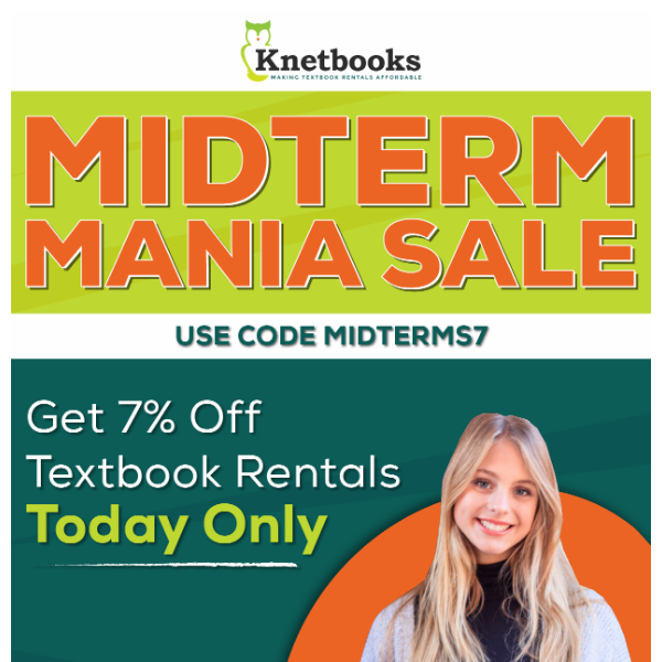 📚 Midterm Mania Sale | Get 7% Off Textbook Rentals Today Only! 🤯💸