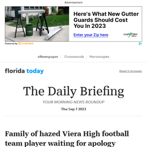 Daily Briefing: Family of hazed Viera High football team player waiting for apology