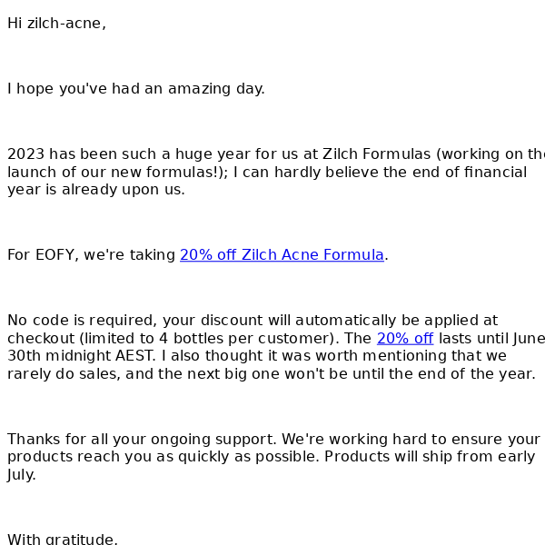EOFY Sale. A message from Dr. Vivian.