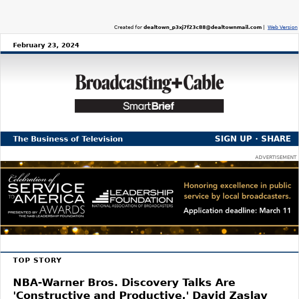 NBA-Warner Bros. Discovery Talks Are 'Constructive and Productive,' David Zaslav Says