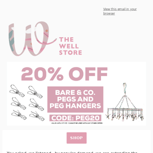 20% OFF PEGS & 20% off KOALA ECO