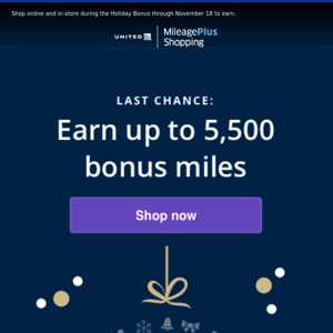 Last chance - earn 5,500 bonus miles just for shopping