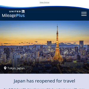 November statement: Japan is back on the travel map
