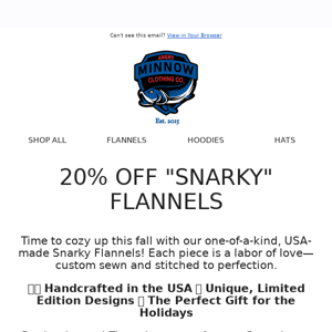 🍂 Limited-Time Offer: 20% OFF Our "Snarky" Flannel Collection! 🍂