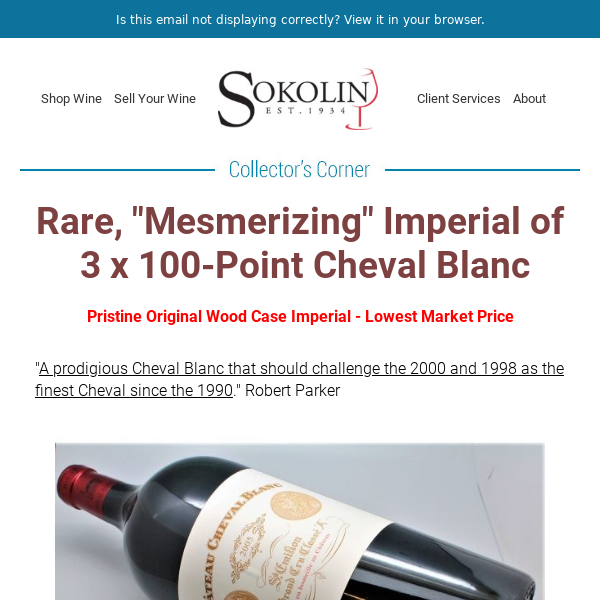 "Utterly Mesmerizing" and "Spellbinding" 3x100-Point Cheval Blanc - Lowest Price