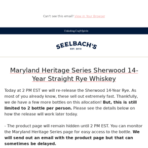 Maryland Heritage Series - Sherwood Rye Announcement