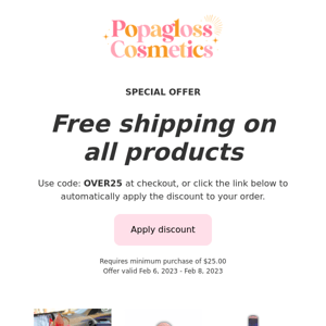 Get free shipping off your next order!