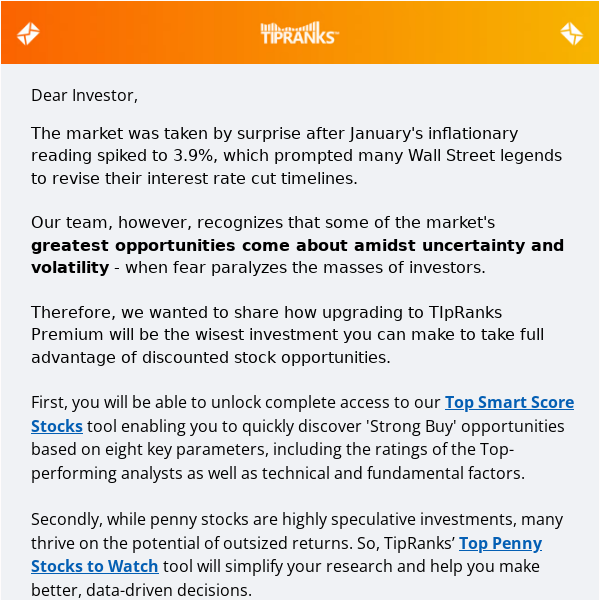 Claim 1 FREE Year of TipRanks Premium Now