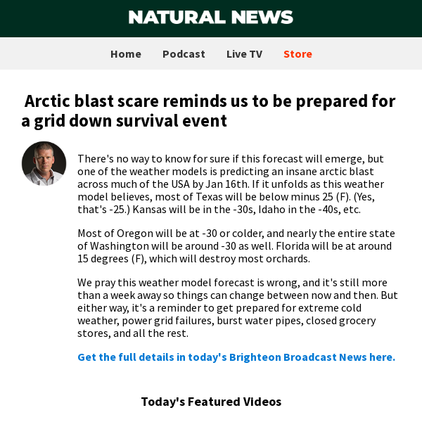 Arctic blast scare reminds us to be prepared for a grid down survival event